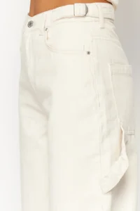 TRENDYOLMİLLA Ecru Bol Kesim High Waist Carpenter Loose Baggy 100% Cotton Non-Stretch jeans - Image 10