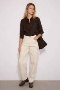 TRENDYOLMİLLA Ecru Bol Kesim High Waist Carpenter Loose Baggy 100% Cotton Non-Stretch jeans - Image 12