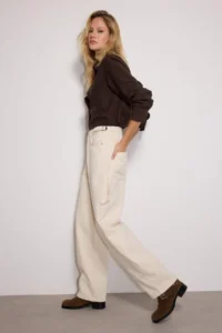 TRENDYOLMİLLA Ecru Bol Kesim High Waist Carpenter Loose Baggy 100% Cotton Non-Stretch jeans - Image 13