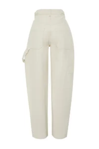 TRENDYOLMİLLA Ecru Bol Kesim High Waist Carpenter Loose Baggy 100% Cotton Non-Stretch jeans - Image 17