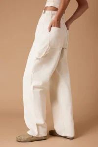 TRENDYOLMİLLA Ecru Bol Kesim High Waist Carpenter Loose Baggy 100% Cotton Non-Stretch jeans - Image 3