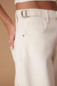 TRENDYOLMİLLA Ecru Bol Kesim High Waist Carpenter Loose Baggy 100% Cotton Non-Stretch jeans - Image 4