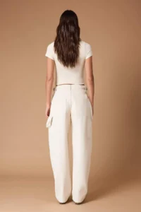 TRENDYOLMİLLA Ecru Bol Kesim High Waist Carpenter Loose Baggy 100% Cotton Non-Stretch jeans - Image 5