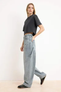 TRENDYOLMİLLA Gray High Waist Bol Kesim Loose Baggy jeans - Image 2