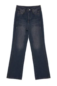 TRENDYOLMİLLA Dark Blue High Waist Wide Leg Wide Leg jeans 100% Cotton Non-Stretch - Image 13
