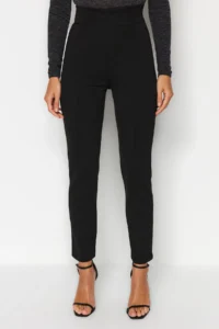 TRENDYOLMİLLA Black Shaping High Waist ribbed Elastic Waist slim Fit Thick Knitting Pants - Image 2
