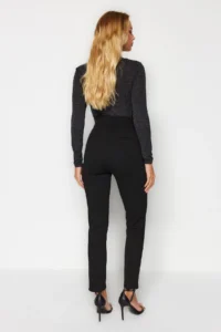 TRENDYOLMİLLA Black Shaping High Waist ribbed Elastic Waist slim Fit Thick Knitting Pants - Image 5