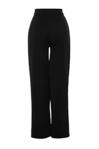 TRENDYOLMİLLA Black Hook and Loop Closure High Waist pleated Wide Leg/Wide Cut Knitting Pants - Image 13