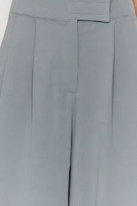 TRENDYOLMİLLA Yunus Gray Velcro Closure High Waist pleated Wide Leg/Wide Cut Knitting Pants - Image 4