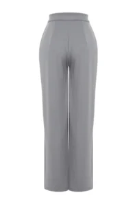 TRENDYOLMİLLA Yunus Gray Velcro Closure High Waist pleated Wide Leg/Wide Cut Knitting Pants - Image 8