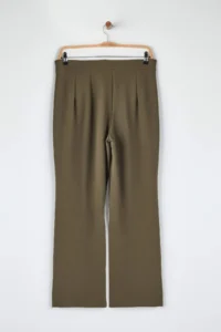 TRENDYOLMİLLA Dark Khaki Velcro Closure High Waist pleated Wide Leg/Wide Cut Pants - Image 7
