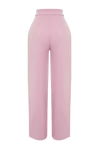 TRENDYOLMİLLA Pink Hook and Loop Closure High Waist pleated Wide Leg/Wide Cut Knitting Pants - Image 7