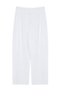 TRENDYOLMİLLA White Hook and Loop Closure High Waist pleated Wide Leg Pants - Image 6
