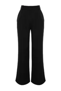 TRENDYOLMİLLA Black Belt Detailed Wide Leg/Wide Leg Weaving Pants - Image 5