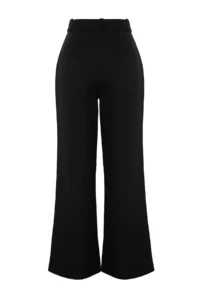 TRENDYOLMİLLA Black Belt Detailed Wide Leg/Wide Leg Weaving Pants - Image 7