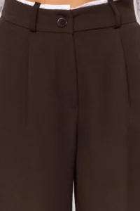 TRENDYOLMİLLA Dark Brown Belt Detailed Wide Leg/Wide Leg Weaving Pants - Image 5