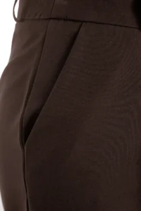 TRENDYOLMİLLA Dark Brown Belt Detailed Wide Leg/Wide Leg Weaving Pants - Image 7