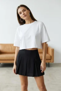 TRENDYOLMiLLA Black pleated Weaving Shorts Skirt - Image 2