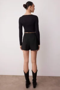 TRENDYOLMiLLA Black Premium Kalite pleated Weaving Shorts Skirt - Image 6