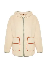 TRENDYOLMİLLA Ecru Thick Fleece Kontrast Piped Hooded relaxed/Rahat Pattern Knitting Sweatshirt - Image 6