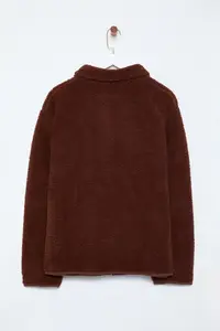 TRENDYOLMİLLA Winter Essentials Brown Thick Fleece Zippered Dog collar with pocket Knitting Sweatshirt - Image 7