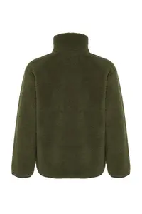 TRENDYOLMİLLA Winter Essentials Khaki Thick Fleece Zippered Dog collar Long Sleeve with pocket Knitting Sweatshirt - Image 9