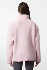 TRENDYOLMİLLA Winter Essentials Light Pink Thick Fleece Zippered Dog collar with pocket Knitting Sweatshirt - Image 7