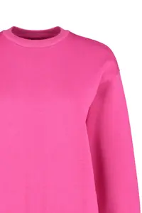 TRENDYOLMİLLA Fuchsia Thick Regular/Normal Pattern Crew Neck Basic Knitting Sweatshirt with Fleece Inside - Image 7