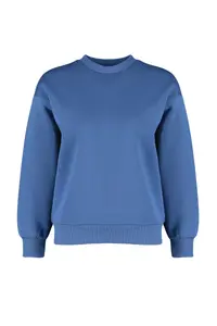 TRENDYOLMİLLA Indigo Thick Regular/Normal Pattern Crew Neck Basic Knitting Sweatshirt with Fleece Inside - Image 8