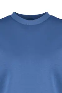 TRENDYOLMİLLA Indigo Thick Regular/Normal Pattern Crew Neck Basic Knitting Sweatshirt with Fleece Inside - Image 9