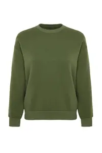 TRENDYOLMİLLA Khaki Thick With Fleece Inside Regular/Normal Pattern Crew Neck Basic Knitting Sweatshirt - Image 7