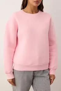 TRENDYOLMİLLA Light Pink Thick Regular/Normal Pattern Crew Neck Basic Knitting Sweatshirt with Fleece Inside - Image 3