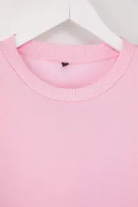 TRENDYOLMİLLA Light Pink Thick Regular/Normal Pattern Crew Neck Basic Knitting Sweatshirt with Fleece Inside - Image 8