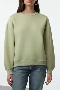 TRENDYOLMİLLA MINT Thick Regular/Normal Pattern Crew Neck Basic Knitting Sweatshirt with Fleece Inside - Image 4