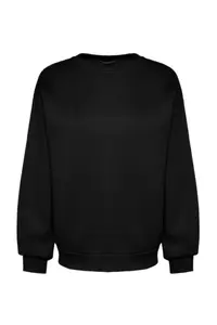 TRENDYOLMİLLA Black Oversized/Bol Cut Crew Neck Thick/Fleece-lined Knitting Sweatshirt - Image 6