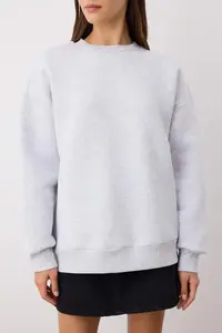TRENDYOLMİLLA Snow Melange Oversized/Relaxed Cut Basic Crew Neck Thick/Fleece-lined Knitting Sweatshirt - Image 3