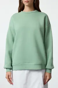 TRENDYOLMİLLA MINT Oversized/Comfortable Cut Basic Crew Neck Thick/Fleece-lined Knitting Sweatshirt - Image 6