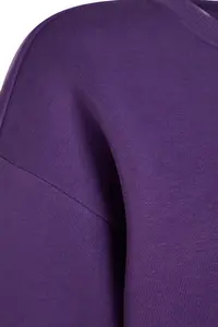 TRENDYOLMİLLA Purple Oversized/Relaxed Cut Basic Crew Neck Thick/Fleece-lined Knitting Sweatshirt - Image 7