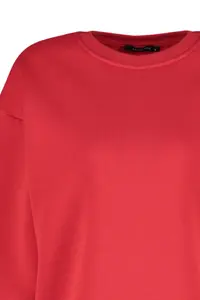 TRENDYOLMİLLA Red Oversized/Comfortable Cut Basic Crew Neck Thick/Fleece-lined Knitting Sweatshirt - Image 9