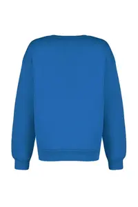 TRENDYOLMİLLA Saks Blue Oversized/Relaxed Cut Basic Crew Neck Thick/Fleece-lined Knitting Sweatshirt - Image 13