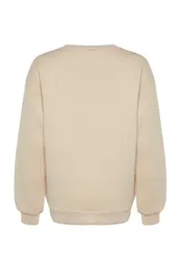 TRENDYOLMİLLA Stone Oversized/Comfortable Cut Basic Crew Neck Thick/Fleece-lined Knitting Sweatshirt - Image 10