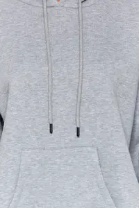 TRENDYOLMİLLA Gray Melange Thick Oversized/Wide Pattern Hooded Basic Knitting Sweatshirt with Fleece Inside - Image 6