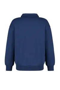 TRENDYOLMİLLA Navy Blue Shirt Collar Embroidered Regular Fit Thick Fleece Inside Knitting Sweatshirt - Image 10