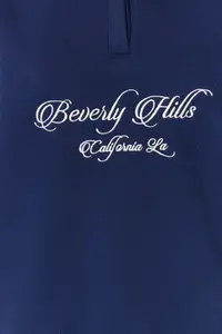 TRENDYOLMİLLA Navy Blue Shirt Collar Embroidered Regular Fit Thick Fleece Inside Knitting Sweatshirt - Image 6
