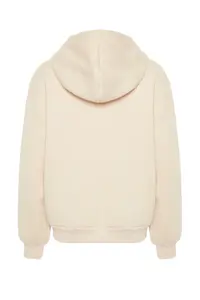 TRENDYOLMİLLA Stone Oversized/Comfortable Cut Basic Hooded Zippered Thick Fleece Lined Knitting Sweatshirt - Image 8