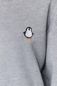 TRENDYOLMİLLA Gray animals Embroidered Regular/Normal Pattern Thick Fleece Lined Knitting Sweatshirt - Image 5