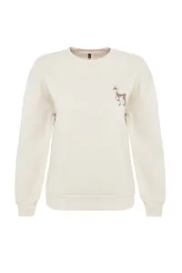 TRENDYOLMİLLA Stone animals Embroidered Regular/Normal Pattern Thick Fleece Inside Knitting Sweatshirt - Image 5