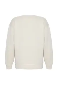 TRENDYOLMİLLA Stone animals Embroidered Regular/Normal Pattern Thick Fleece Inside Knitting Sweatshirt - Image 6