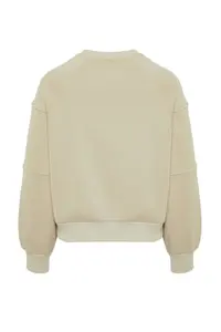 TRENDYOLMİLLA Stone Crew Neck Regular Fit Embroidered Thick Knitting Sweatshirt with Fleece Inside - Image 7