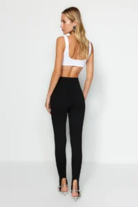 TRENDYOLMİLLA Black High Waist Fuso interlock Flexible Knitting Leggings - Image 6